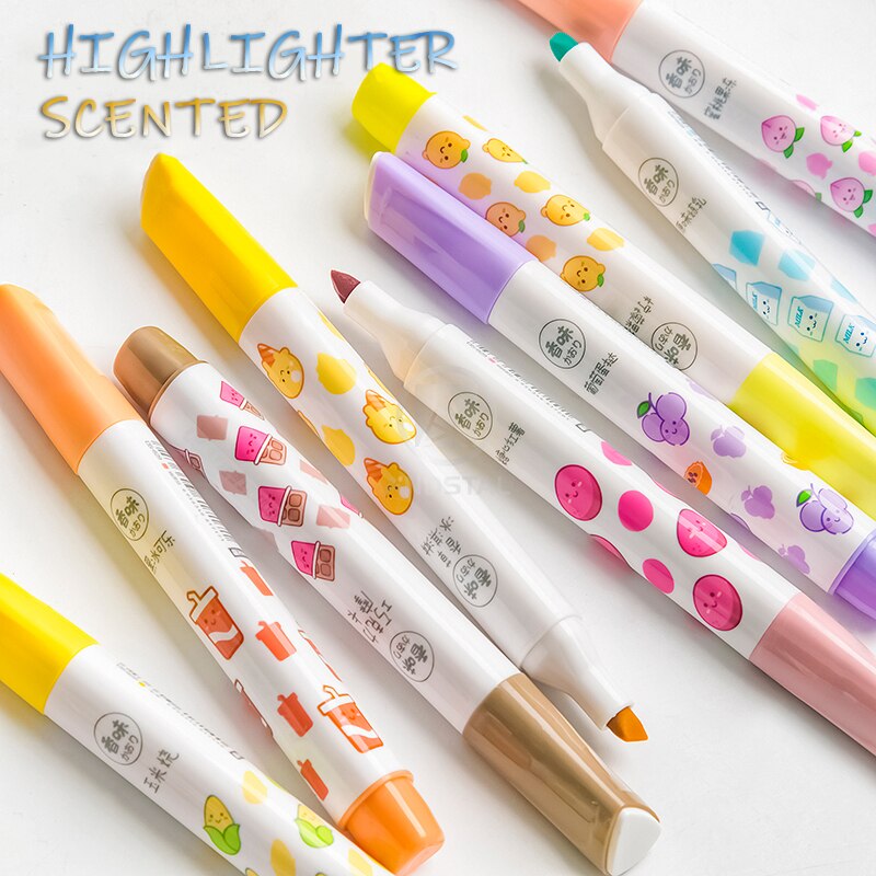 Andstal 12 Farben DUFT Jumbo Textmarker Kuli-einstellen Aroma Weiche Fluo Leuchtstoff Farbe textmarker schule Text Marker surligner