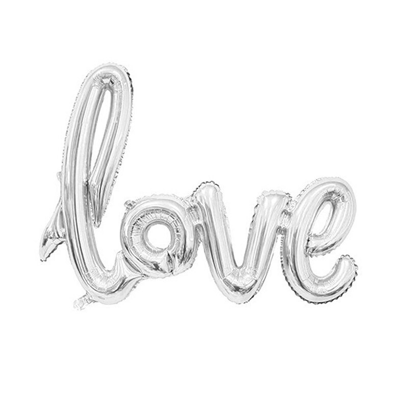 1pc stor folieballon siamesiske bogstaver "kærlighed" folieballon bryllupsfest forsyninger bryllupsdag valentinsdag dekoration: Sølv