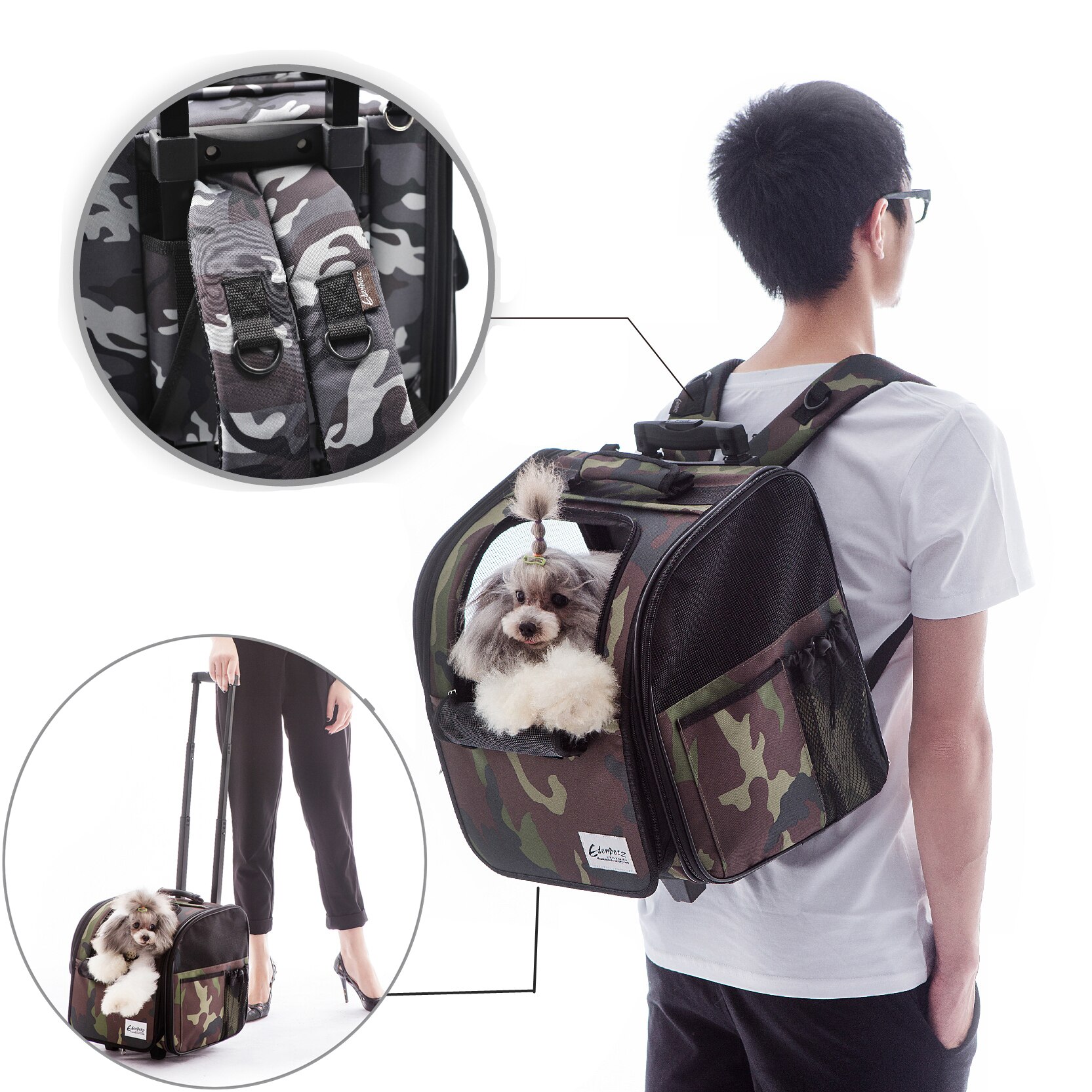 Pet Stroller Foldable Rolling Luggage Backpack Travel Car Cage Trolley Cage Animal Transporter Travel House Suitcase