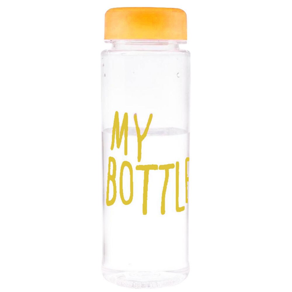 500ml bärbar transparent dryck glasflaska vattenflaska för vattenfruktsaft bärbar sportresa plastflaska: Gul