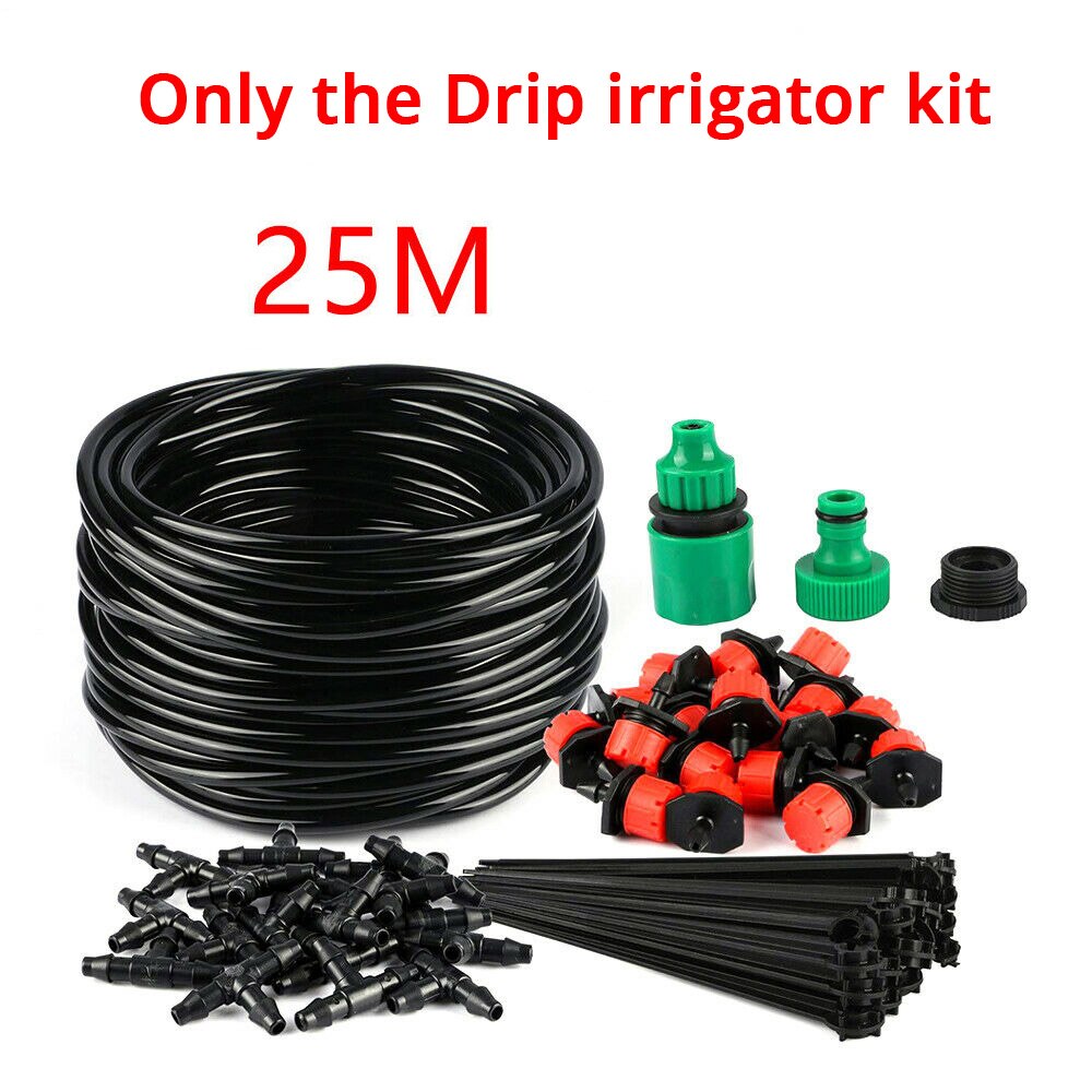 25M DIY Drip Irrigation System Automatic Watering Irrigation System Kit Garden Hose Micro Drip Watering Kits Adjustable dripper: drip irrigator kit