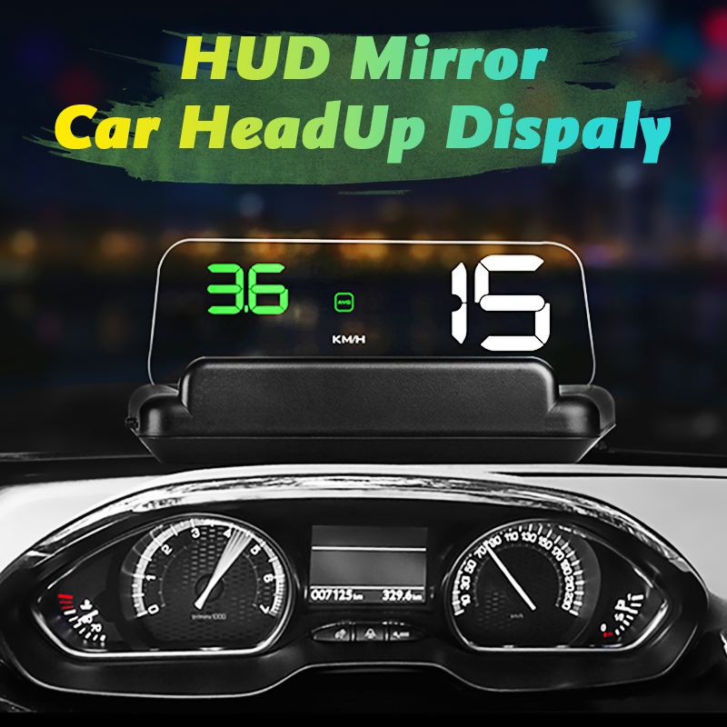 HUD Spiegel Auto LED Kopf hoch Anzeige Windschutzscheibe Geschwindigkeit Projektor Sicherheit Alarm Wasser Temp Überdrehzahl KMH RPM Spannung Tacho