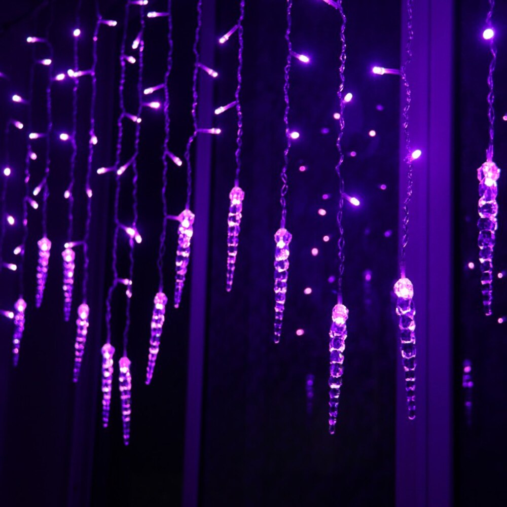 Waterproof Outdoor Christmas Ice Piton LED String lights Flashing Lights Curtain Lights Party Connectable Wave Fairy Light D30: Purple / UK Change Over Plug