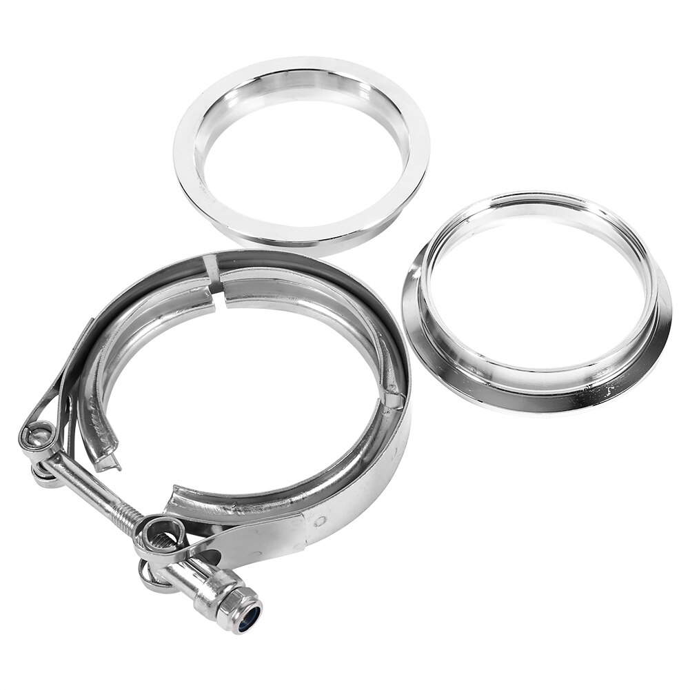 3&quot; Inch Stainless Steel V-Ring Clamp And Iron Adapter With 2 Flanges Kit Exhaust Down Pipe For Turbos Blow-Off Valves Exhausts