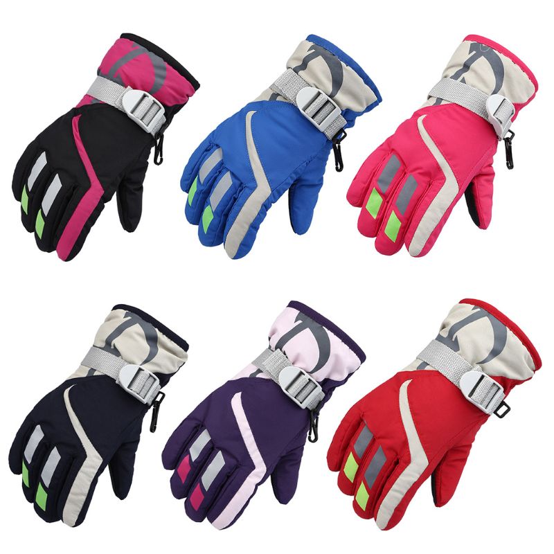 Children Boys Girls Winter Warm Windproof Sports Ski Gloves Kids Breathable Adjustable Glove