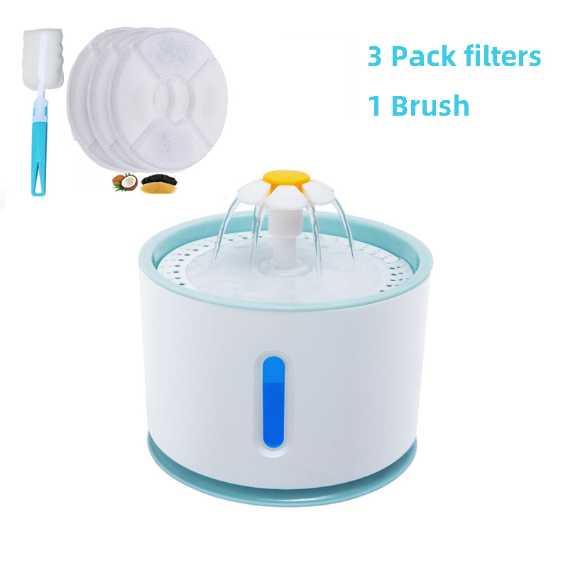 Automatic Water Fountainer Pet Cat Dispenser USB LED 2.4L Ultra Quiet Dog Drinking Bowl Drinker Feeder Bowl Pet Drinking Feed: B3 filters