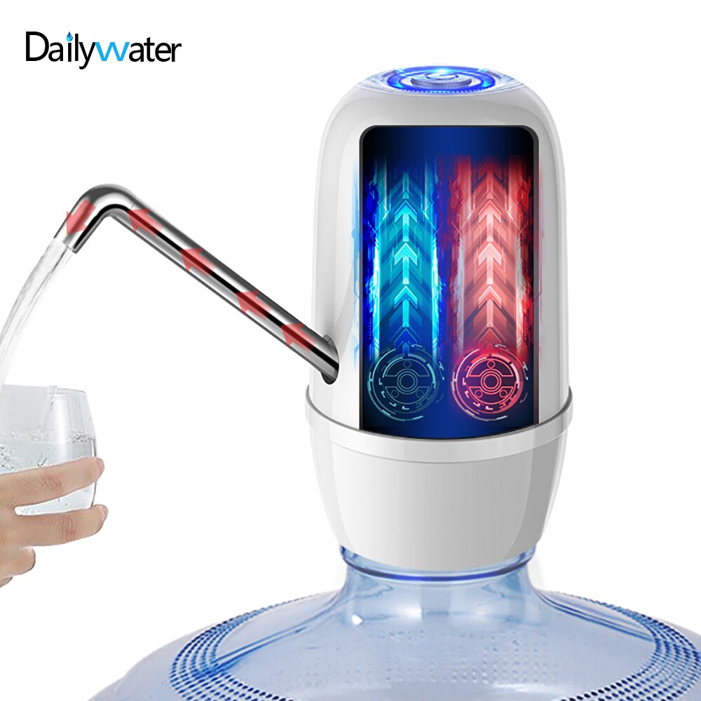 Mini Water Dispenser Stainless Steel Pipe Powerful Dual Pumps Rechargeable Automatic Electric Gallon Water Bottle Pump Dispenser