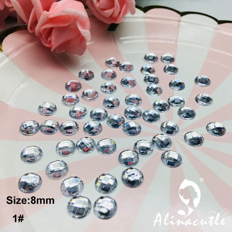 140pc 8mm gems diamond flat back flat back round crystals Stone Stickers gem DIY handmade Art Crafts Scrapbooking crystals