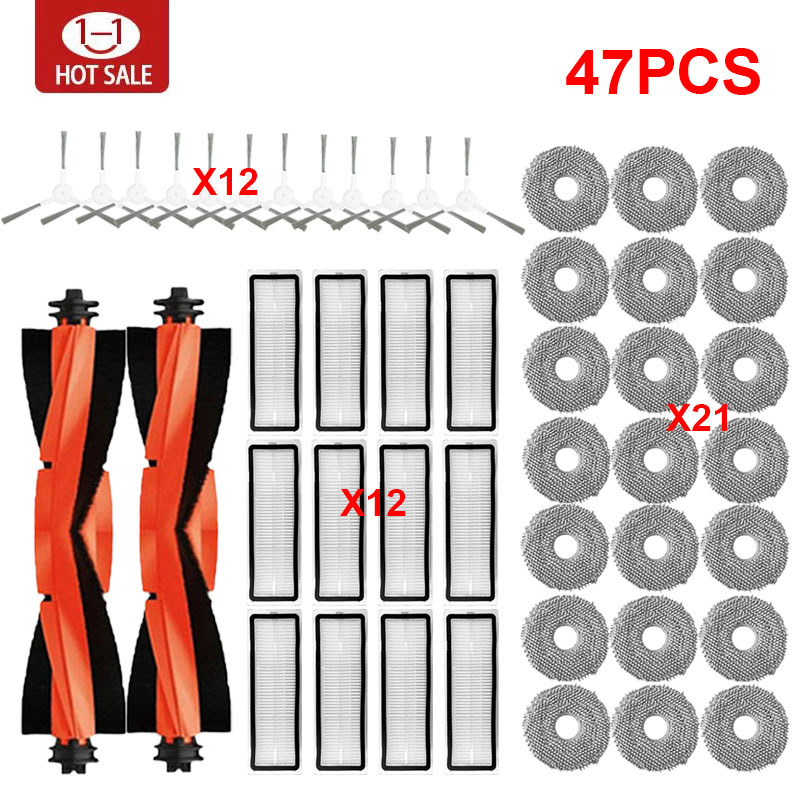 Para xiaomi robô vácuo s20 +/s10 plus/s10 +/b108gl/b105/b108cn b113cn peças acessórios filtro principal escova lateral mop: Marrom
