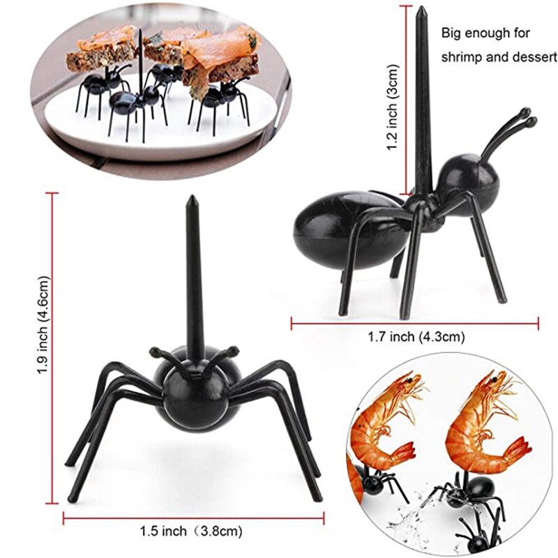 48 Pieces Reusable Ant Food Pick Fruit Toothpicks Dessert Fork Animal Appetizer Forks Cocktail Picks for Snack Cake Dessert