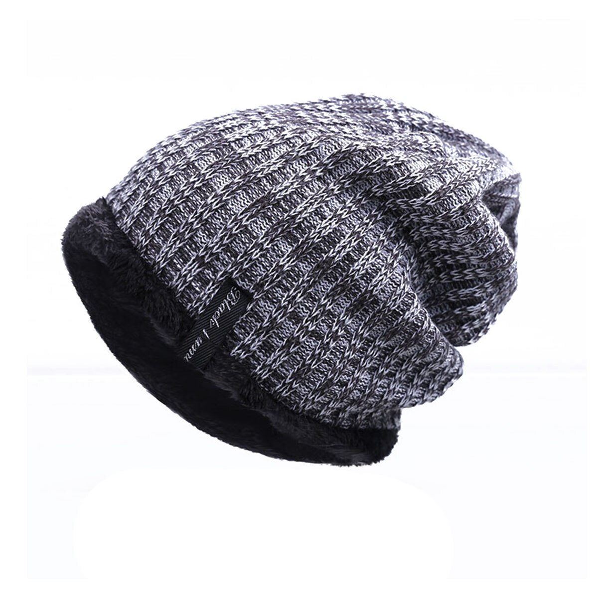 Evrfelan Vintage Winter Hat for Men Casual Knitted Beanies Hats Male Thicken Men's Winter Skullies Cap Plus Velvet Keep Warm: light grey