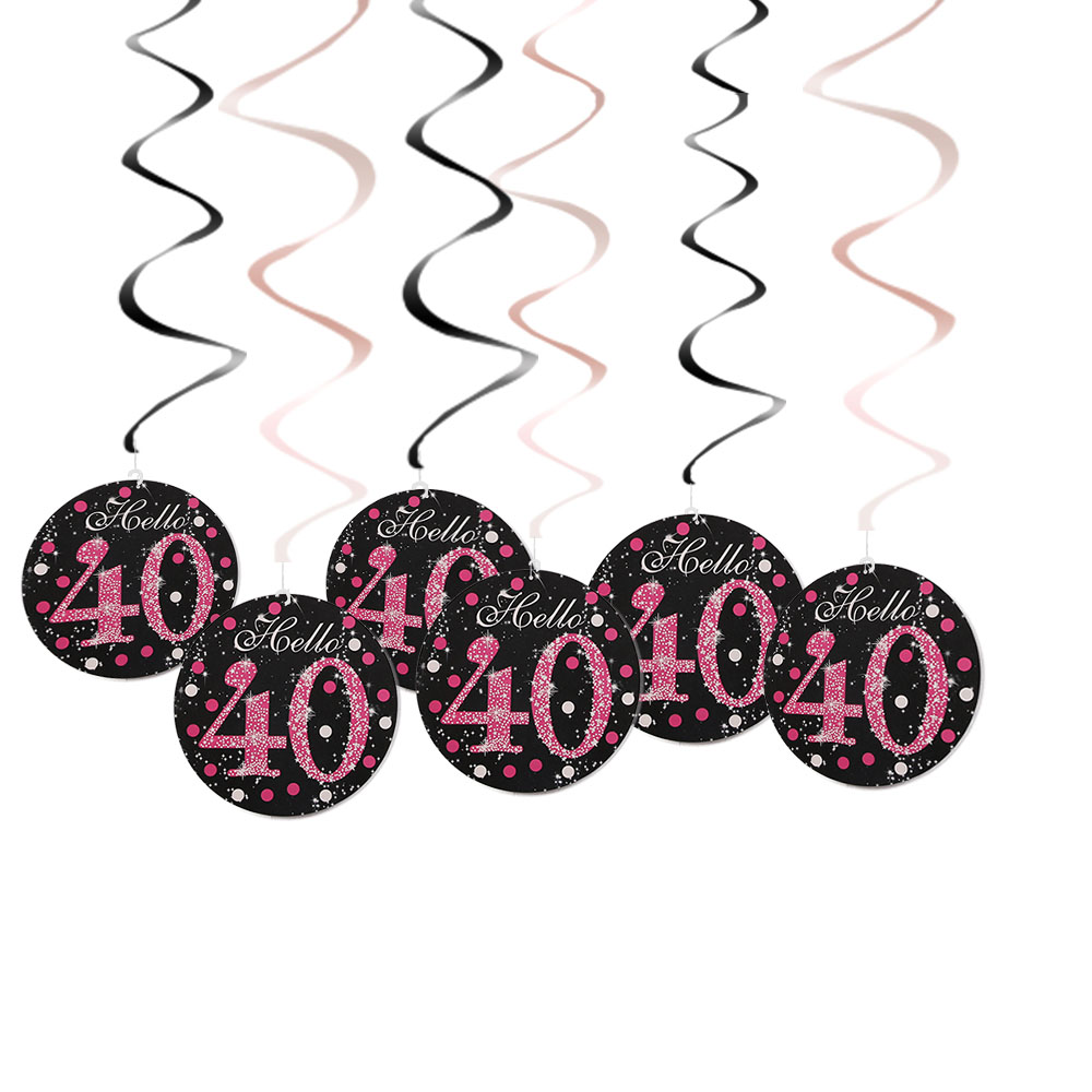 6 st/förpackning grattis på födelsedagen slingers 1st födelsedag pojke flicka fest 18 30 40 50 60 70 födelsedagsdekoration baby shower festtillbehör: Rosa 40