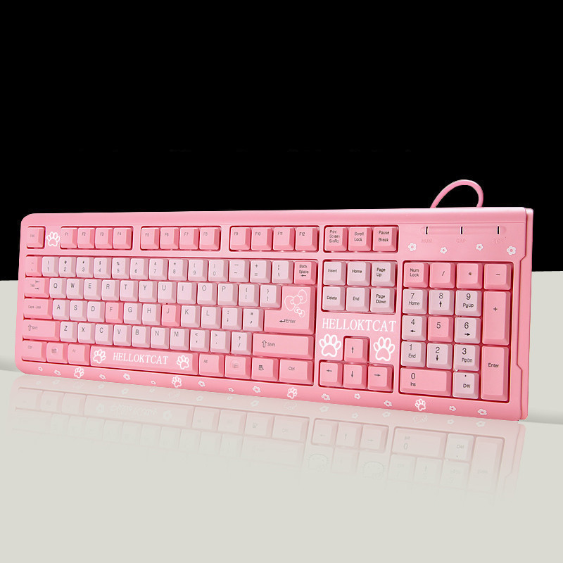 Pink KTCAT Keyboard USB Wired Cute Girls Ultra-thin Computer USB Keyboard For Desktop Girls