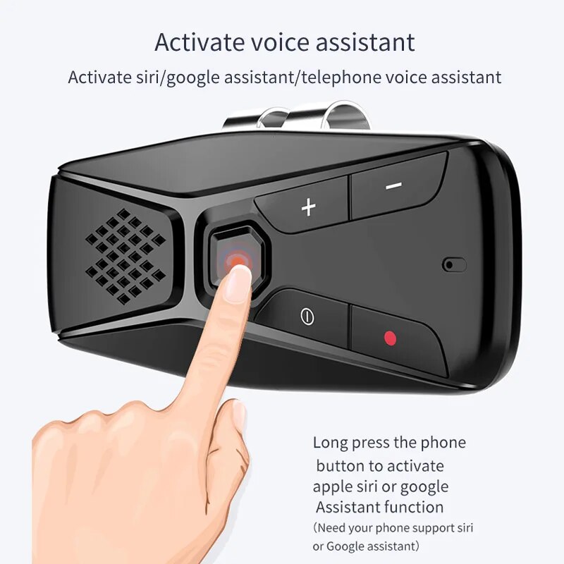 Draadloze carkit Handsfree bellen Speakerphone Automatische uitschakeling en automatisch verbinden Siri Voice Assistance met vizierclip