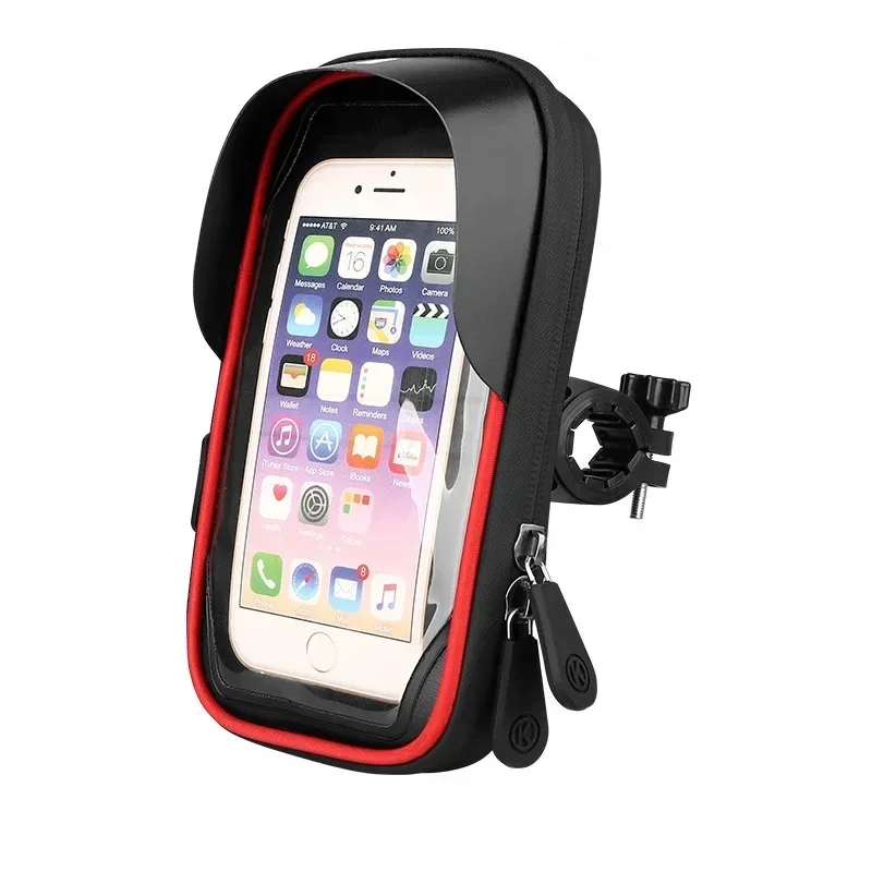 6.4 Inch Waterdichte Fiets Telefoon Houder Stand Motorfiets Stuur Mount Tas Gevallen Universele Bike Scooter Mobiele Telefoon Beugel: Red