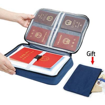 Large Capacity Document Organizer Bag With Lock Portable Card Bag Travel Storage Box For Important File Multi-Function Case: Navy-E