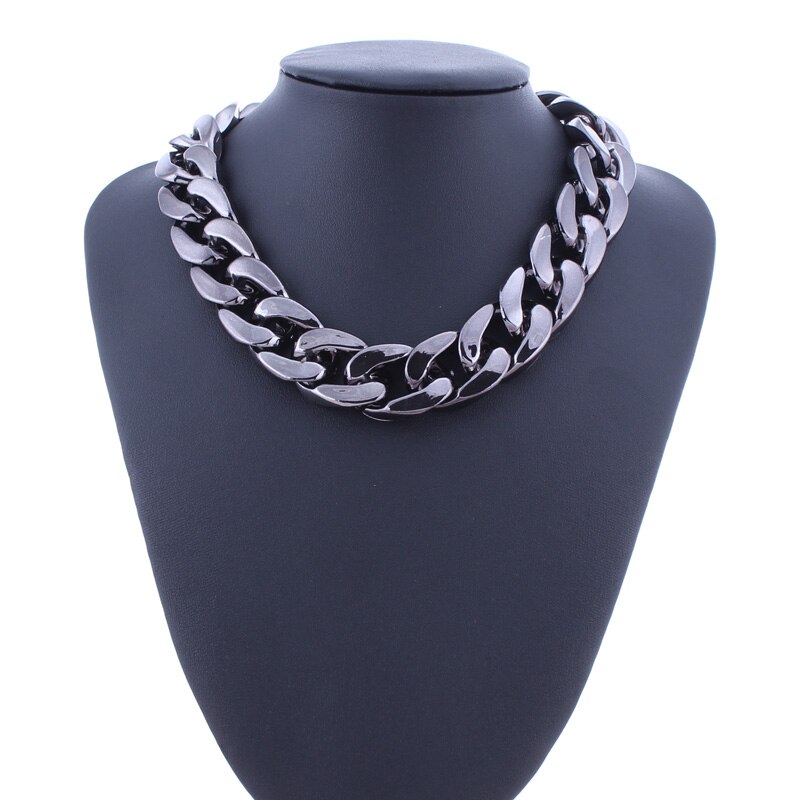 Seblasy Statement Sieraden Chunky Plastic Ketting Goud Kleur Plastic Kettingen Punk Stijl Choker Kettingen Voor Vrouwen Mannen