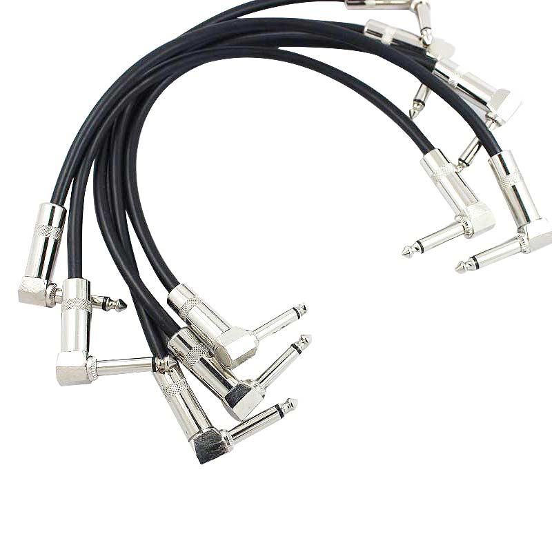 30Cm Gevlochten Instrument Gitaar Kabel Patch Cords Lijnen Effect Lood Haakse 6.35 Audio Kabels Gitaar Onderdelen En Accessoires