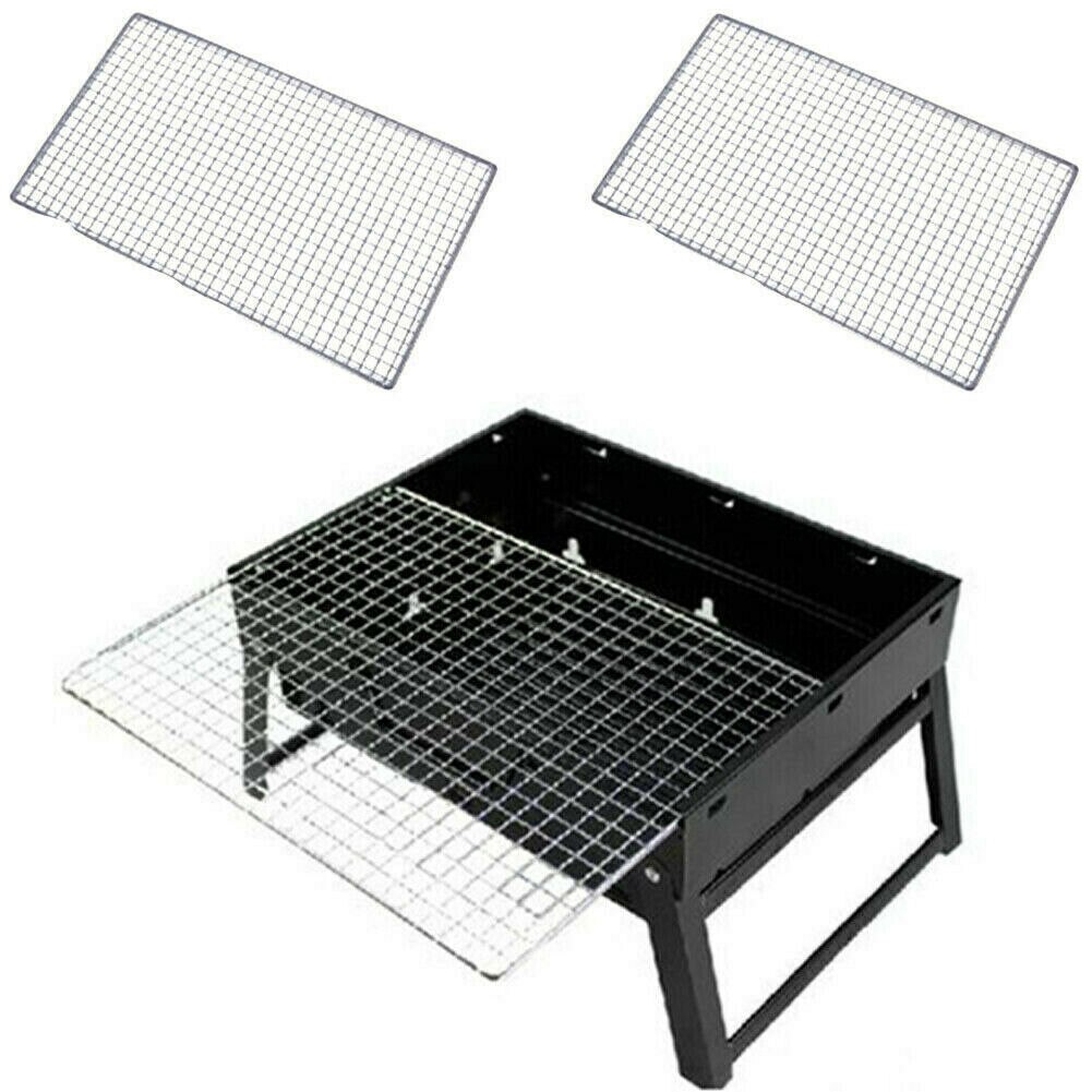 Grill grillmåtter rustfrit stål sikkerhedsgitter form bbq mat gitter trådnet stegt firkantet rack bærbar til udendørs