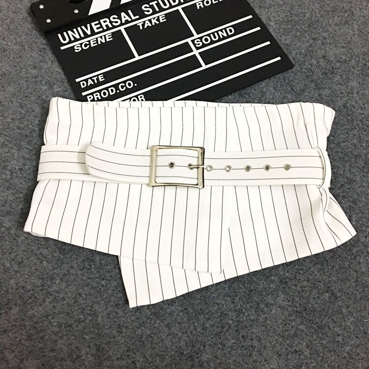 Damer vintage check stil talje bælte super bredt stof justerbar skjorte slankende korset cummerbund bælte bælte: Hvid