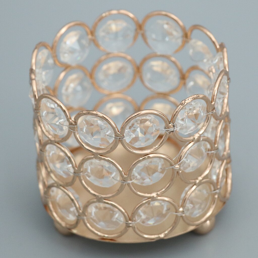 Portavelas votivo europeo, candelabro de cuentas de cristal plateadas/doradas, centros de mesa de boda, decoración para el hogar y la Oficina