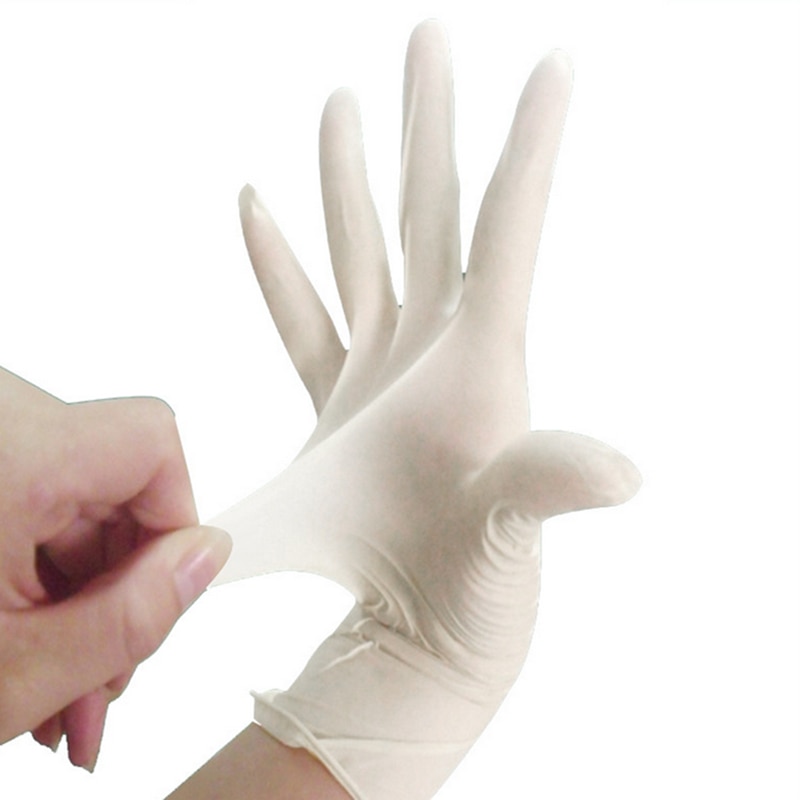 100 Stuks Wegwerp Latex Handschoenen Wit Antislip Zuur En Alkali Laboratorium Rubber Latex Handschoenen Huishoudelijke Schoonmaakmiddelen Voorraad