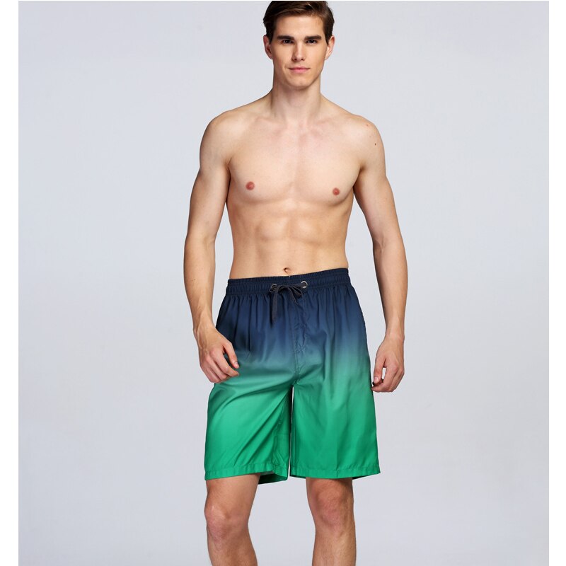 IEMUH Mens Shorts Surf Board Shorts Summer Sport Beach Shorts Homme Bermuda Short Pants Quick Dry Gradient Boardshorts: Green / L