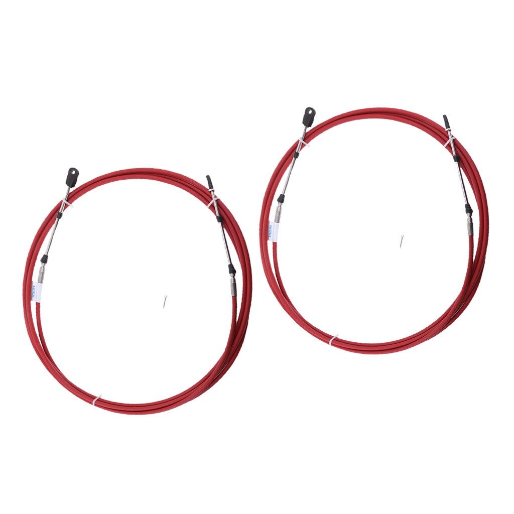 2x Red Throttle Shift Cable, Remote Control 8 Ft/2.4 Meter Replacement for Yamaha Outboards Marine Boat Engine Control Lever