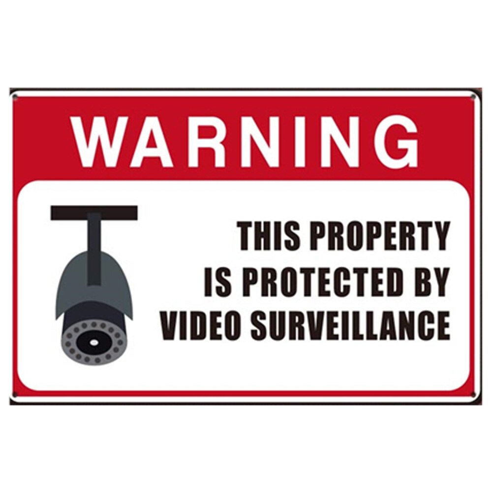 Overvågning advarsel metal plakat overvågning advarsel tin skilte plakat sikkerhed advarselsmærkater videokamera alarm klistermærke: Re1377