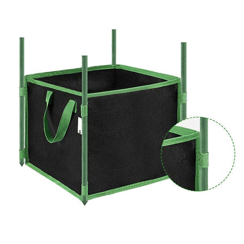 Sac de culture en tissu, 10 gallons, 1 paquet, carré, conteneur pour plantes de jardin, sacs à poignée verte,