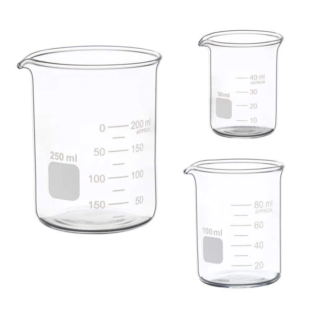 1-7 Uds 5/10/25/50/100-500ml vaso de vidrio Pyrex GG-17 vasos graduados vasos de medición de química de vidrio: Chocolate