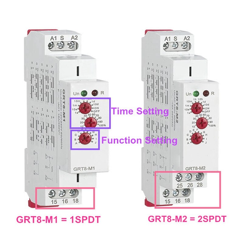GRT8-M2 16A Multifunction Timer Relay with 10 Function Choices ACDC12-240V Time Relay