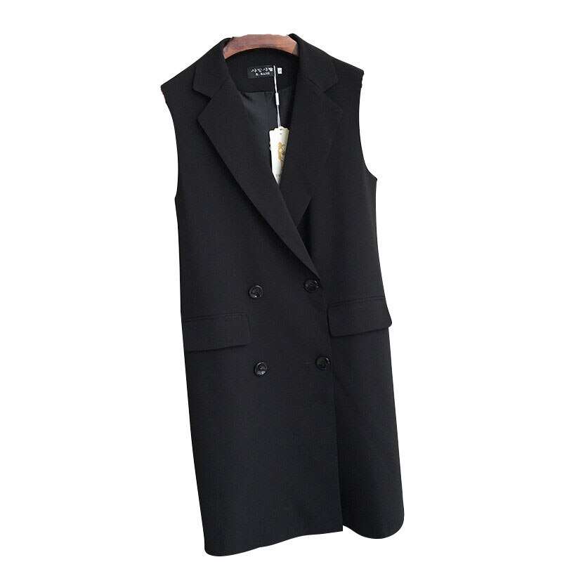 Chaleco largo sin mangas para mujer, chaqueta delgada coreana, Tops para primavera y otoño, 2022