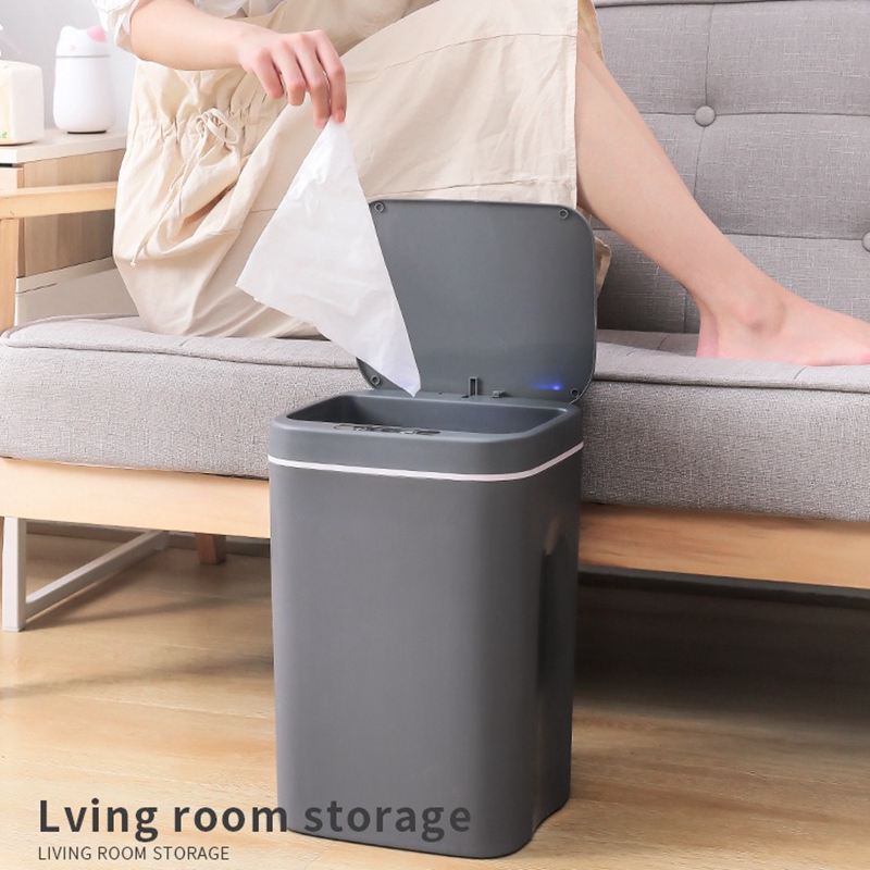 12/14/16L Intelligent Trash Can Automatic Sensor Dustbin Sensor Electric Waste Bin Home Rubbish Can for Kitchen Bathroom Garbage