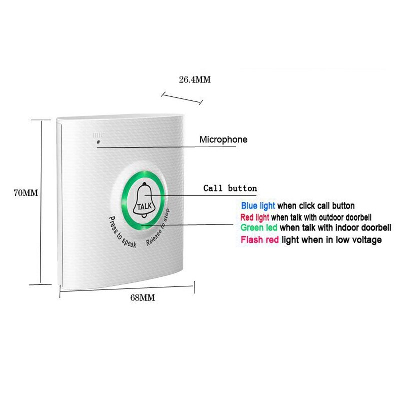 3C-2.4G Wireless Intercom Doorbell Voice 2-Way Intercom Doorbell for Home Security Access Control System Intercom Doorbell