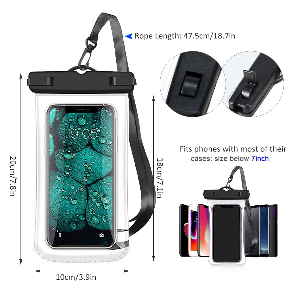 15L Impermeabile asciutto Borsa Zaino Pacchetto Sacco di Nuoto rafting kayak Da Pesca Galleggiante Immersioni Vela Surf Impermeabile Sacchetto Del Telefono: Phone Pouch