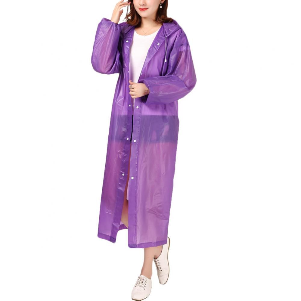 Reusable Unisex Raincoat Waterproof Rain Coat Women Men Hooded Poncho Rainwear Adults Rain Jacket chubasquero mujer плащ женский: Purple