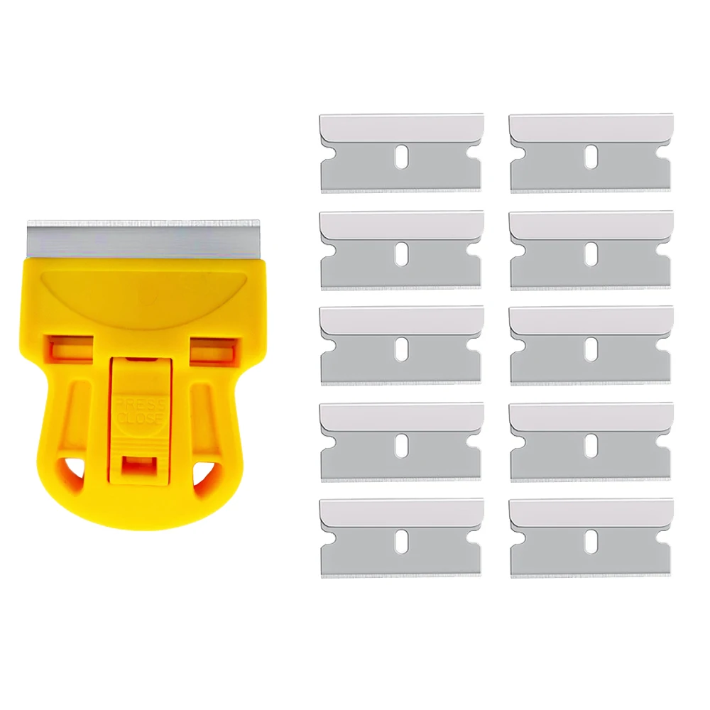 Plastic Handvat Schraper Scheermes Keramisch Glas Raam Verven Gereedschap Schilderij Houder Standaard Rakel Reinigingsblad E49: WHITE