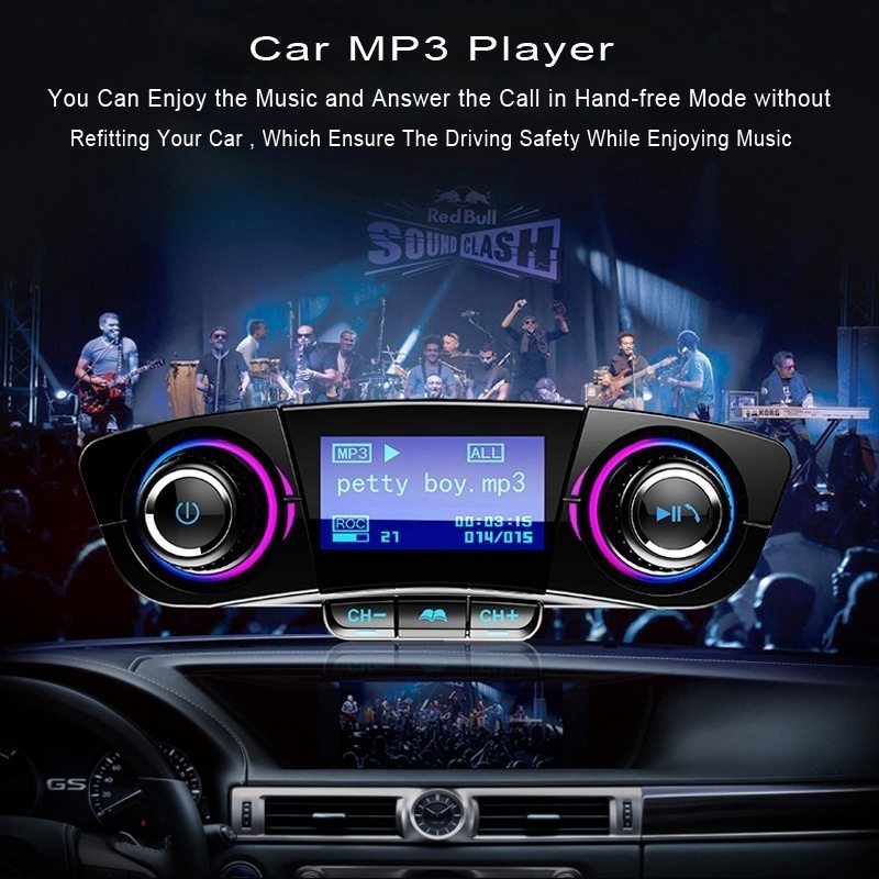 VicTsing BT06 FM Bluetooth 4.0 Transmitter MP3 Player Handsfree Bluetooth Car Kits Radio Audio Adapter with Double Charging Port