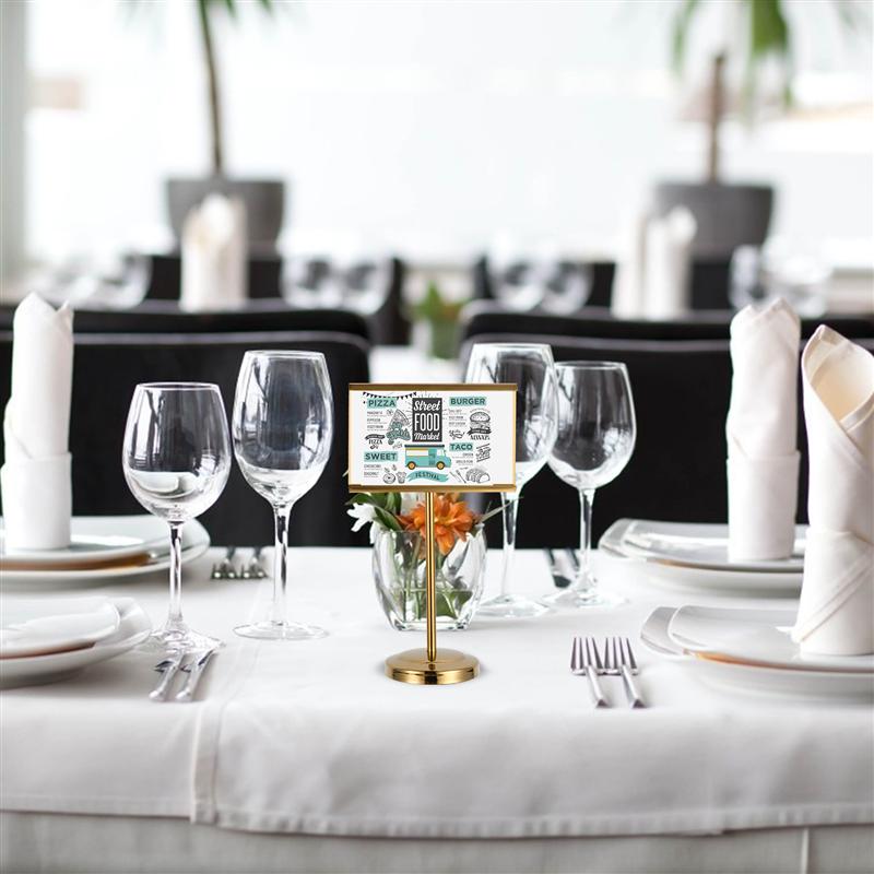 1Pc Rvs Menu Stand Stabiele Tafel Nummer Staan Voor Hotel Restaurant Nummer Plaat Houder Visitekaartje Menu Houder