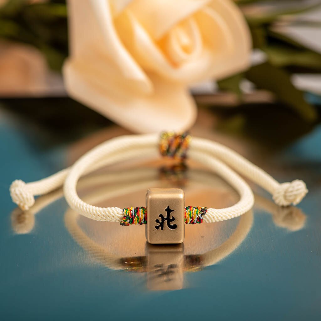 Mahjong caracteres chinos pulsera con colgante de esmalte de goteo de Metal pulseras de con dijes hechos a mano brazaletes al por mayor # XN004: VERMEIL