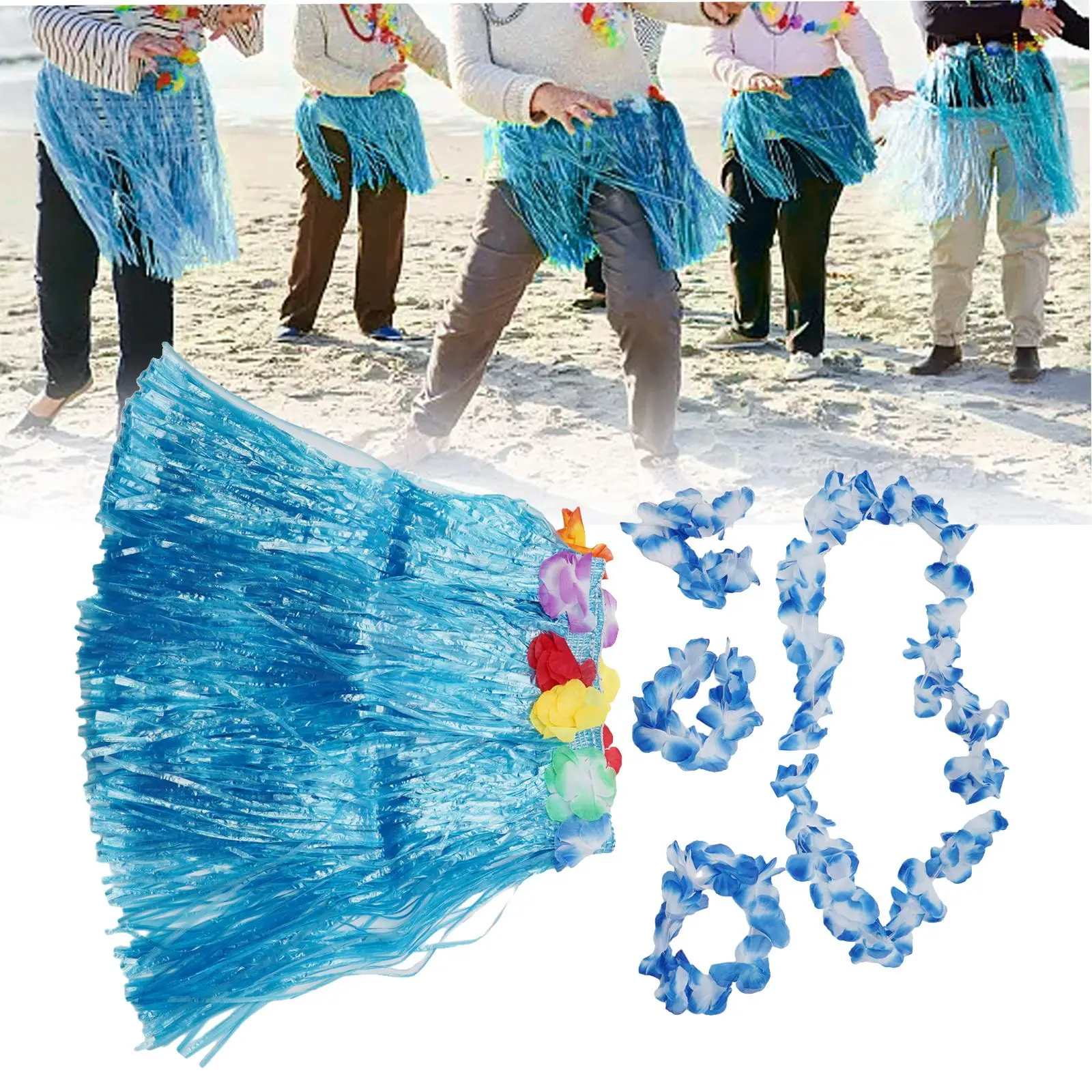 1 Set Kids/Girls Hawaiian Luau Grass Hula Hawaiian-Style Suit Flower Skirt For Parties Balls Festivals And Carnivals-Supplies