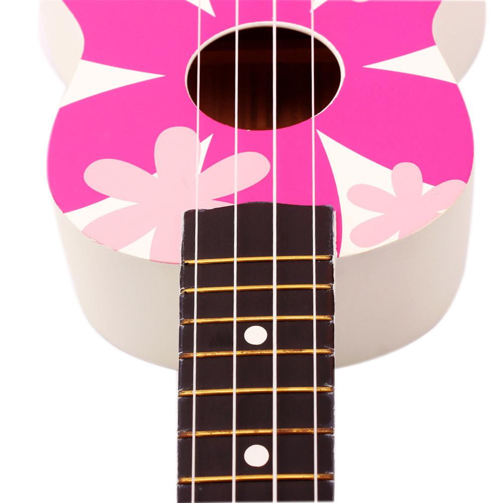 Ukelele de 21 pulgadas con bonito de flores, Ukelele de tilo, 4 cuerdas, instrumento con bolsa, correa, Capo