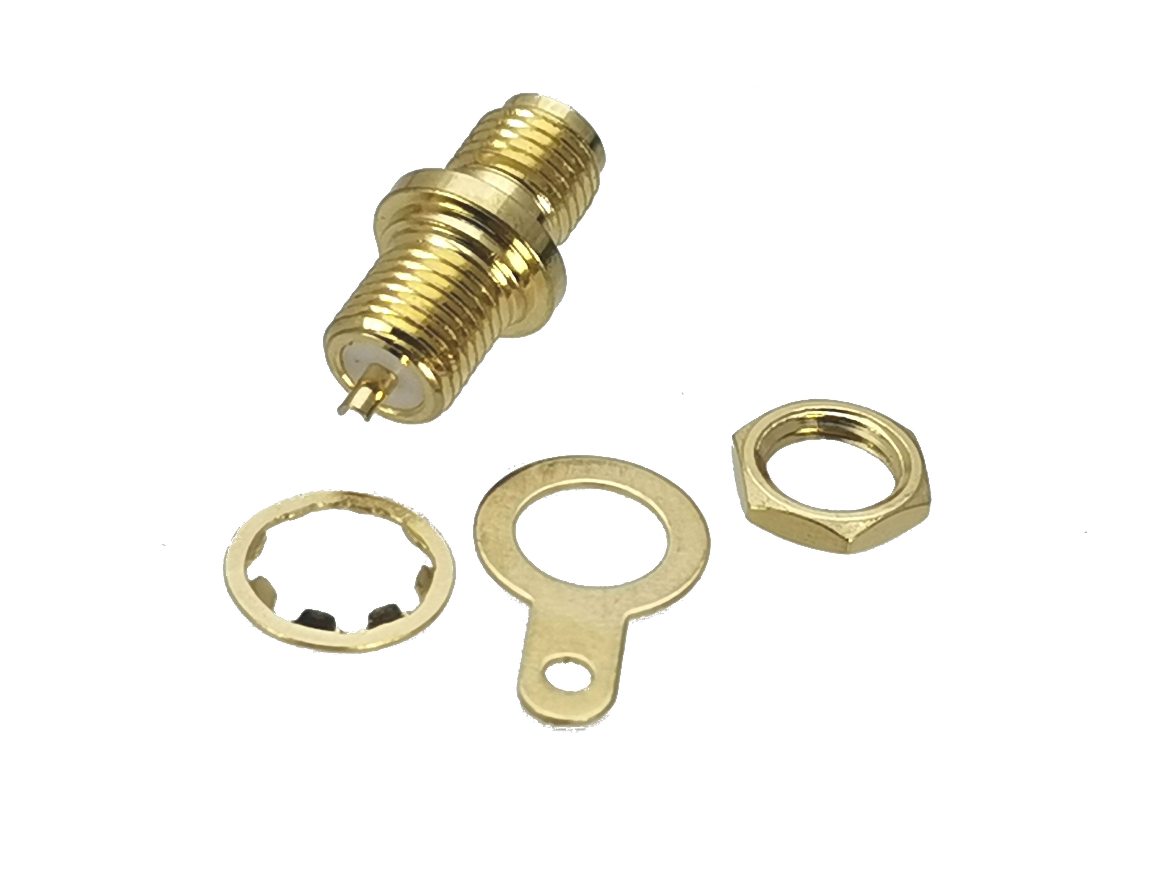 1Pcs Connector SMA Female jack Bulkhead Nut Handle Solder Panel Mount RF Adapter Coaxial High Quanlity