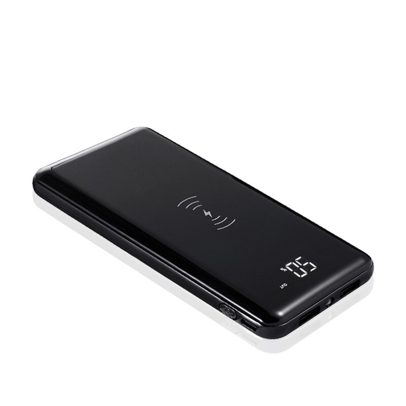 Pinzheng Dunne Draadloze Oplader Power Bank 20000Mah Snel Opladen Grote Capaciteit Draagbare Oplader Hd Digitale Display Powerbank: 20000mAh Material