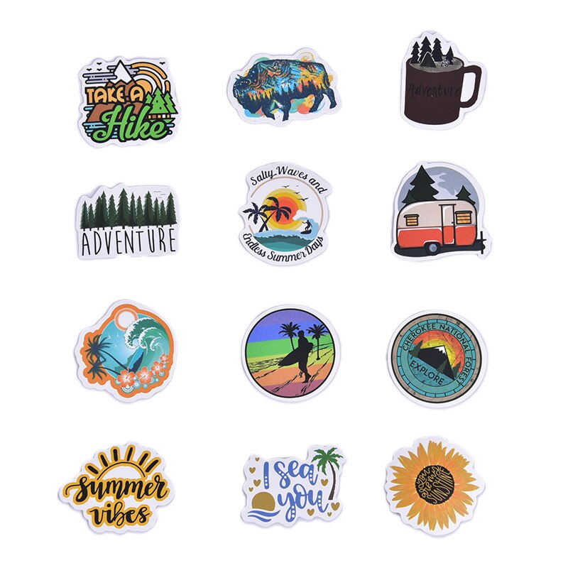 50 Pcs/set Interesting Outdoor Adventure Stickers For Motorcycle Phone Skateboards Laptop Luggage Bicycle Travel Toys Stickers