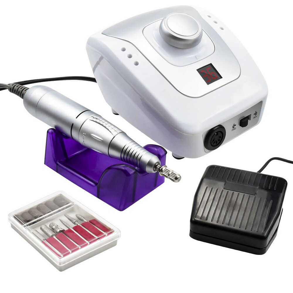 Elektrische Nail Boor Machine 32W 35000Rpm Voor Manicure Machine Boren Nail Frees Apparatuur Nail Pedicure File Gereedschap: 508 Silver