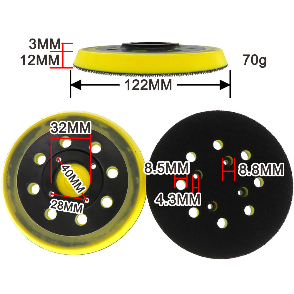 5 Inch Sanding Pad Hook &amp; Loop 8 Hole Backing Plate 125mm For DeWalt RYOBI RSE 1250 Random Orbital Sander Grinder Abrasive Tools
