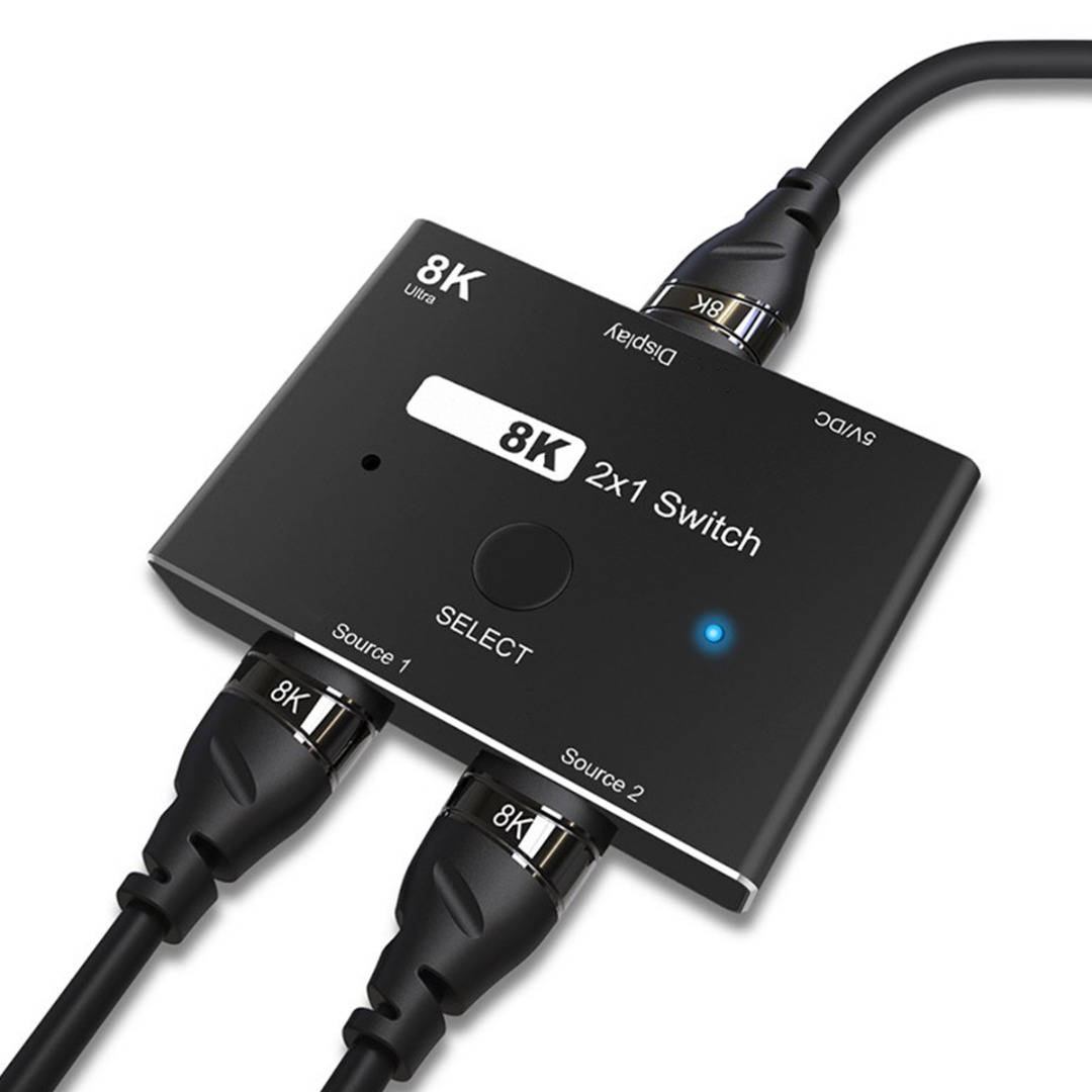 1Pc 2in1 Hdmi-Compatibel 2.1 Out Switch Adapter 4K Hd @ 120Hz 8K @ 60hz Switcher Converter Splitter Voor Projectoren Tv Box Schakelaar