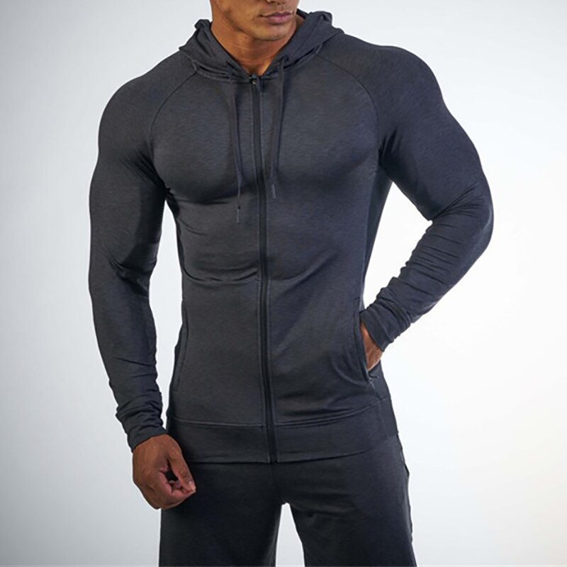 Hooded Fitness Sport Jas Heren Sneldrogende Running Jas Rits Hoodie Sweatshirt Sportkleding Fitness Hoodie Trainingspak